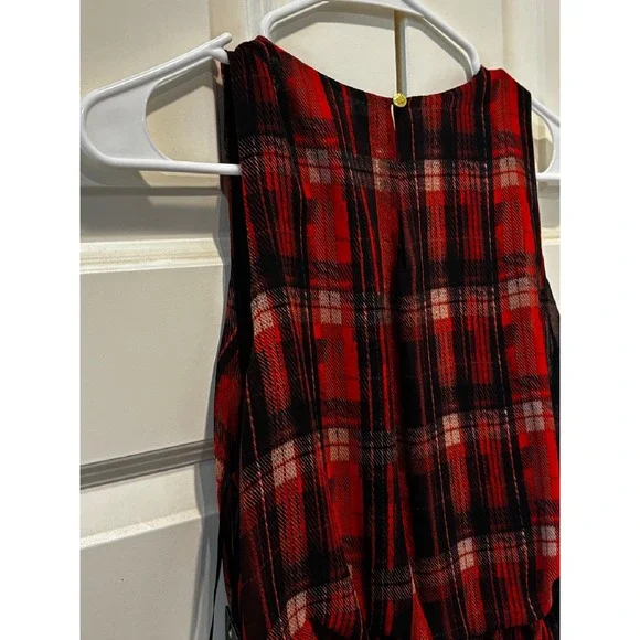 Vince Camuto Maxi Dress Plaid Sleeveless Blouson Waist New Size M - Picture 5 of 6